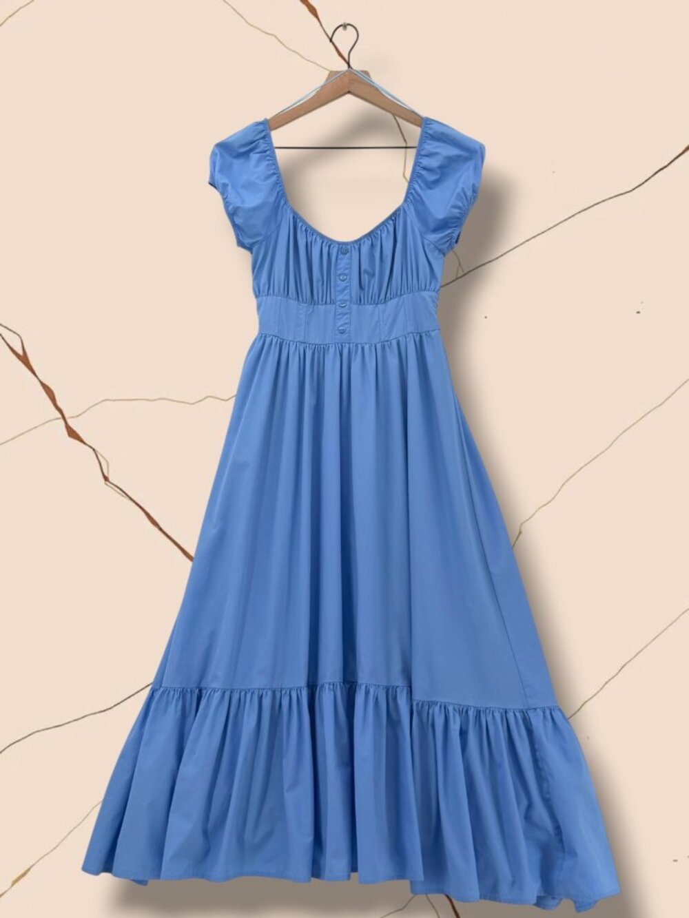 Moon River Light Blue Periwinkle Ruffle Cap Sleeve Maxi Dress‎ Size S - Picture 4 of 5